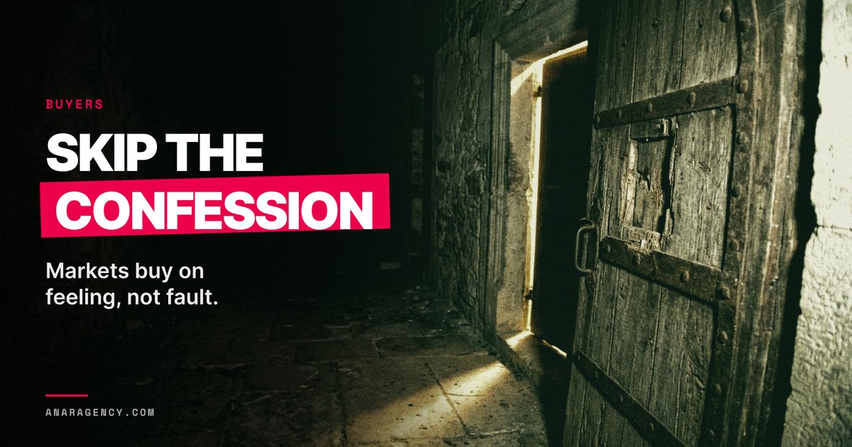 Featured image for the article: SKIP THE CONFESSION. Markets buy on feeling, not fault.