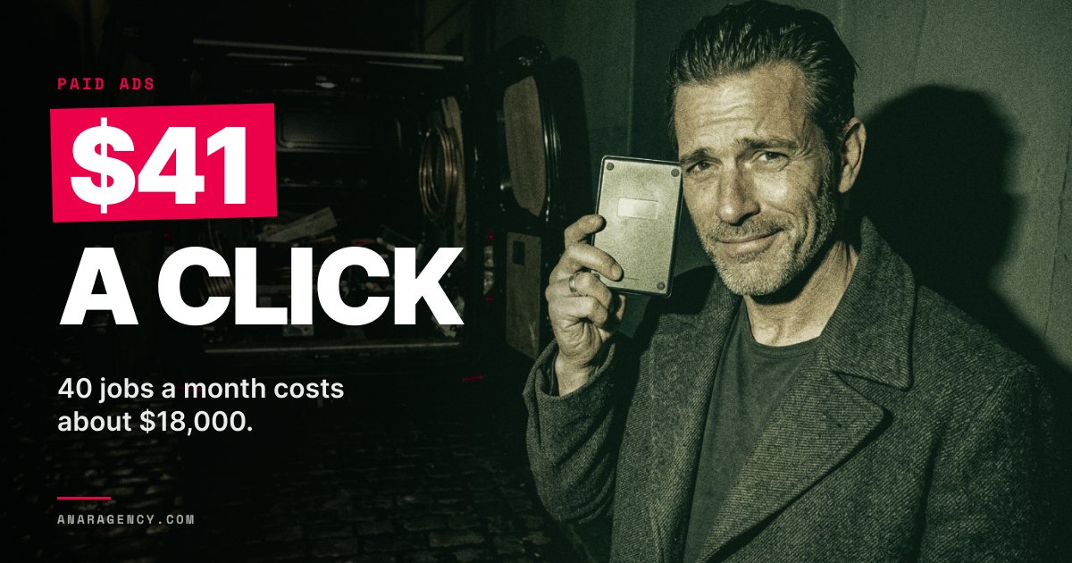 Featured image for the article: $41 A CLICK. 40 jobs a month costs about $18,000.