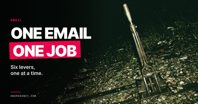 Featured image for the article: ONE EMAIL ONE JOB. Six levers, one at a time.