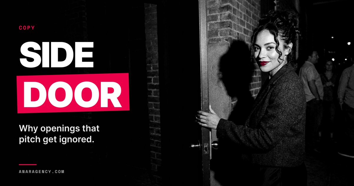 Featured image for the article: SIDE DOOR. Why openings that pitch get ignored.