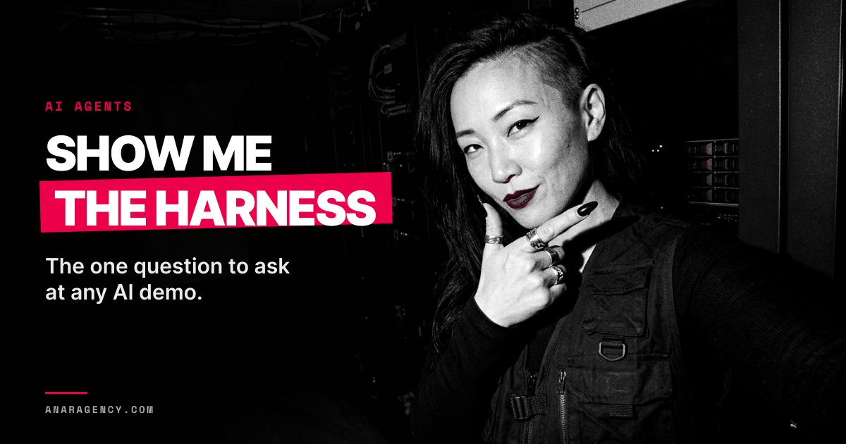 Featured image for the article: SHOW ME THE HARNESS. The one question to ask at any AI demo.